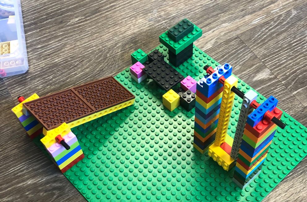 slide and swing built from LEGO