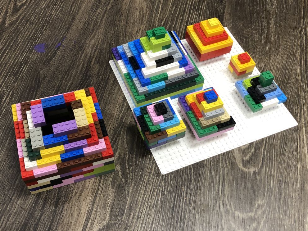 pumpkins built from LEGO