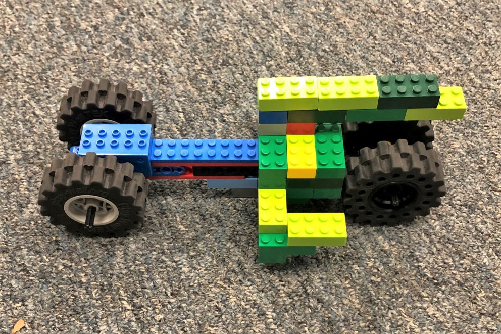 windup car built from LEGO