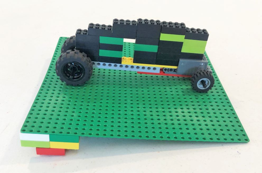 windup car built from LEGO