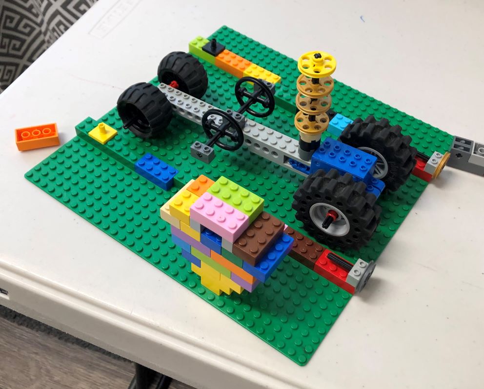 windup car built from LEGO