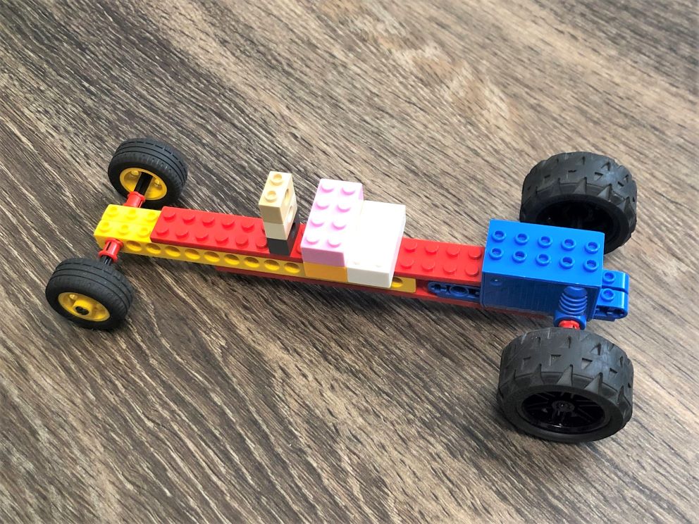 windup car built from LEGO