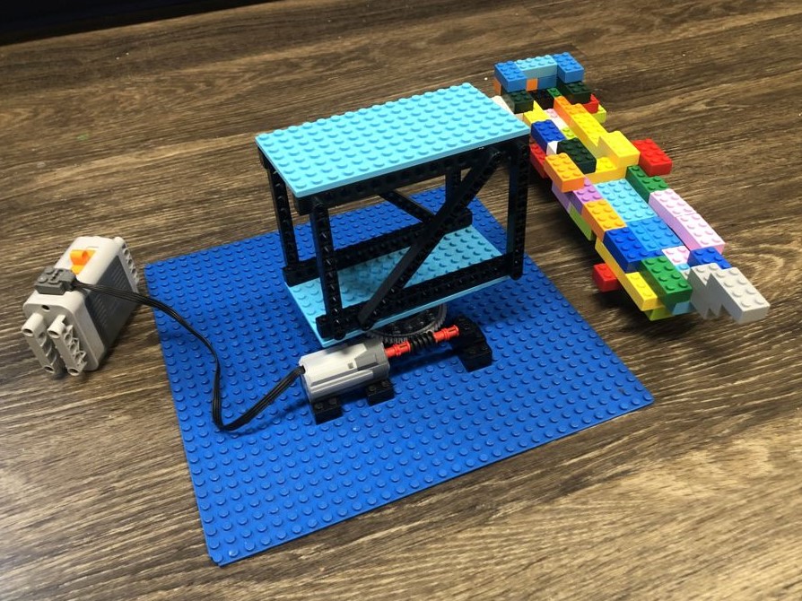 swing bridge built from Lego
